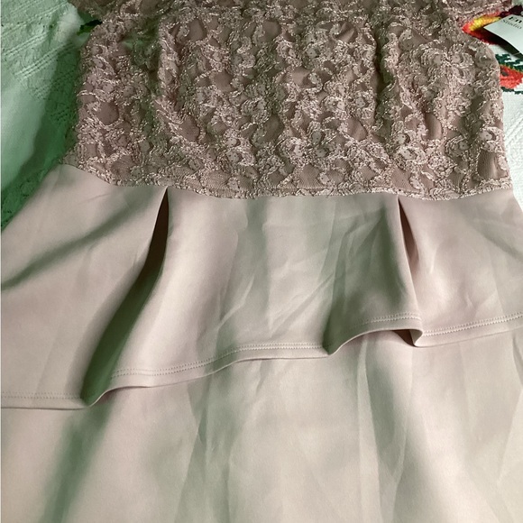 New Enfocus Studio Peplum Lace Pink Midi Dress - Picture 9 of 14